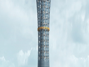 现代塔建筑外观效果3D模型下载