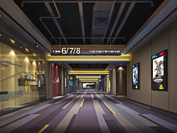现代电影院走廊3D模型下载