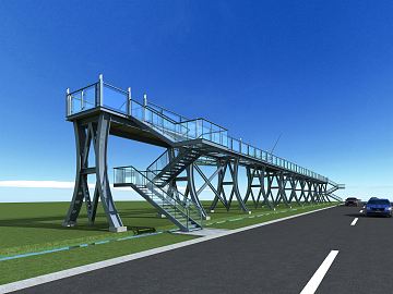 现代道路交口景观3D模型下载