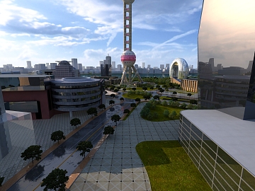 现代时尚办公楼建筑3D模型下载