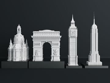 欧式建筑雕塑摆件3D模型下载
