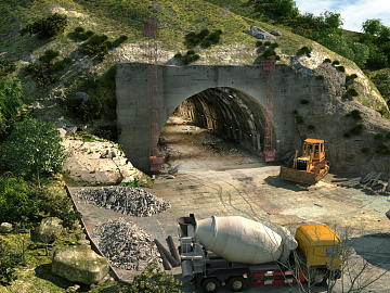 现代隧道口景观3D模型下载