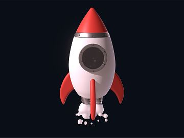 现代卡通火箭3D模型下载