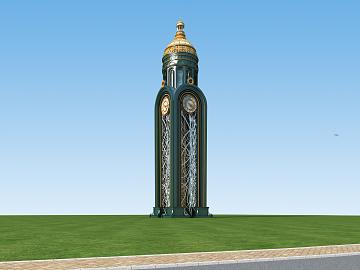 欧式塔建筑外观效果3D模型下载