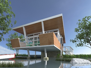 现代室外建筑景观3D模型下载