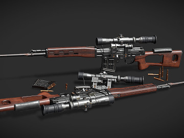 现代枪械模型3D模型下载