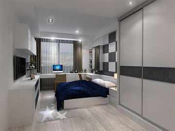 法式男孩子卧房卧房3D模型下载