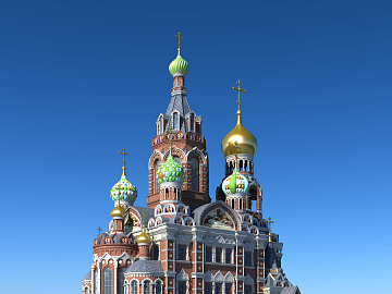 欧式圣彼得堡滴血教堂3D模型下载